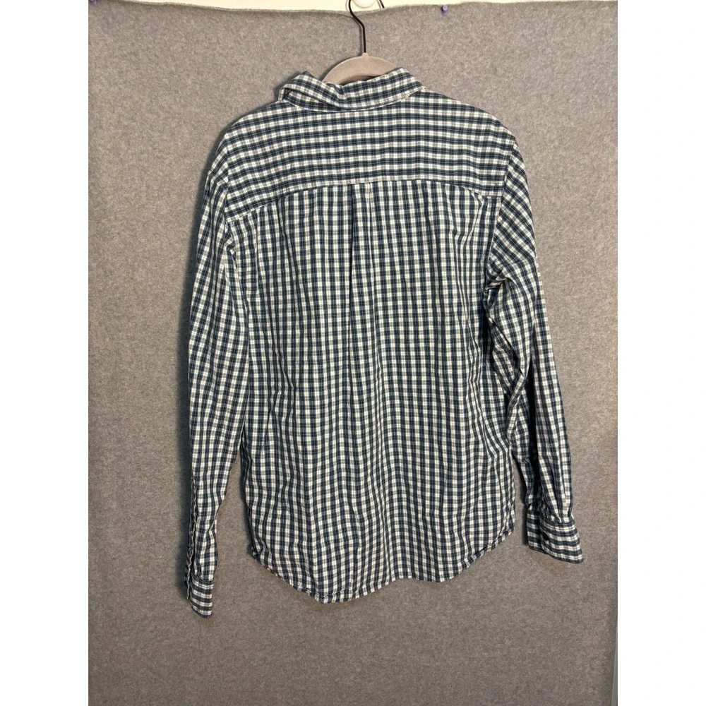 The North Face Button Down Shirt Men M Blue Plaid Cotton‎ Outdoor Hiking Casual